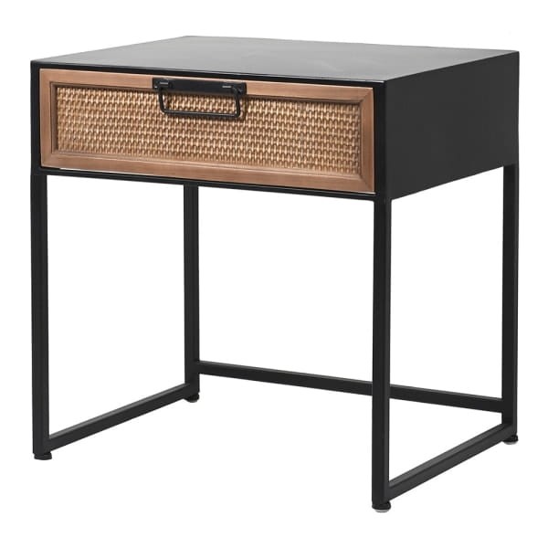 Szafka nocna Taba metalowa 50 cm z rattanową szufladą