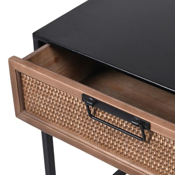 Szafka nocna Taba metalowa 50 cm - czarny stolik nocny szuflada rattan