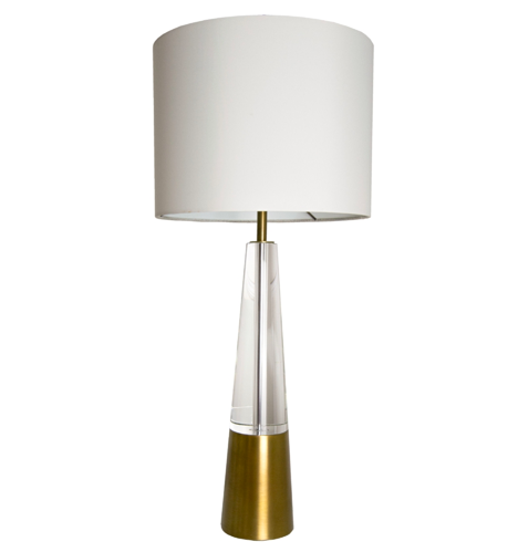 Lampa stołowa Edvin 57 cm kryształowe szkło złote detale beżowy abażur