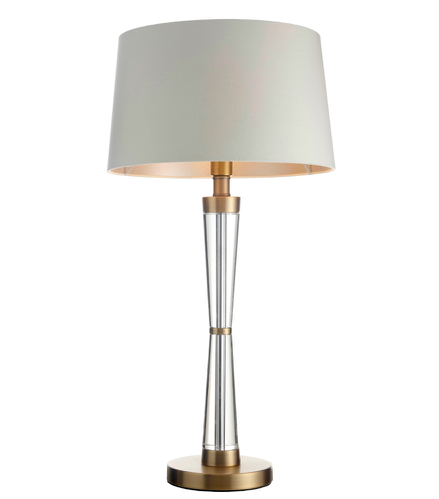 Lampa stołowa Nelle z transparentną szklaną podstawą