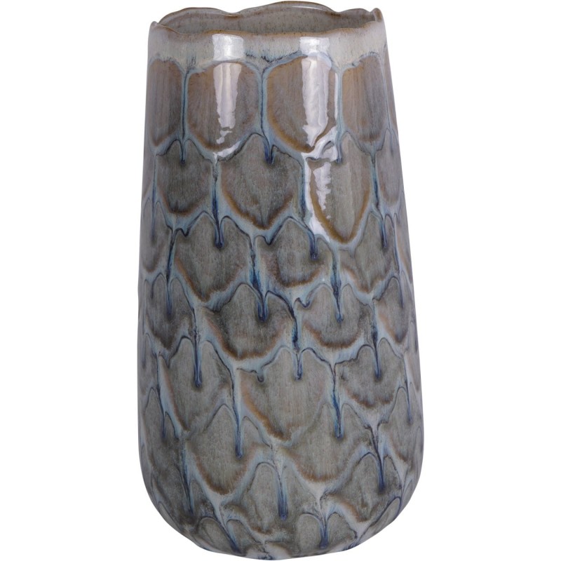 Szaro-niebieski wazon ceramiczny z reaktywnym szkliwem