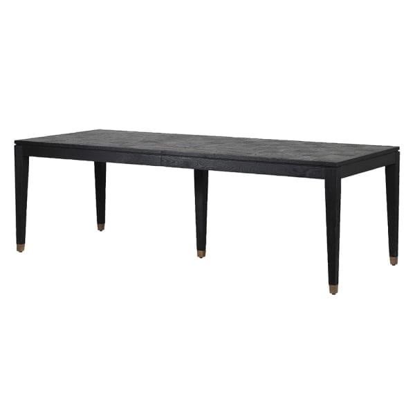 Stół rozkładany Zelten Black 358 cm czarny dąb detale w kolorze mosiądzu