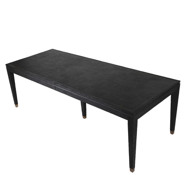 Stół rozkładany Zelten Black 358 cm czarny dąb detale w kolorze mosiądzu