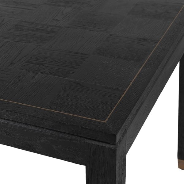 Stół rozkładany Zelten Black 358 cm czarny dąb detale w kolorze mosiądzu