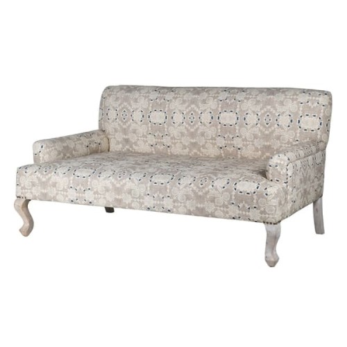 Wzorzysta sofa dwuosobowa Light Cotton 153 cm kremowa kanapa mała