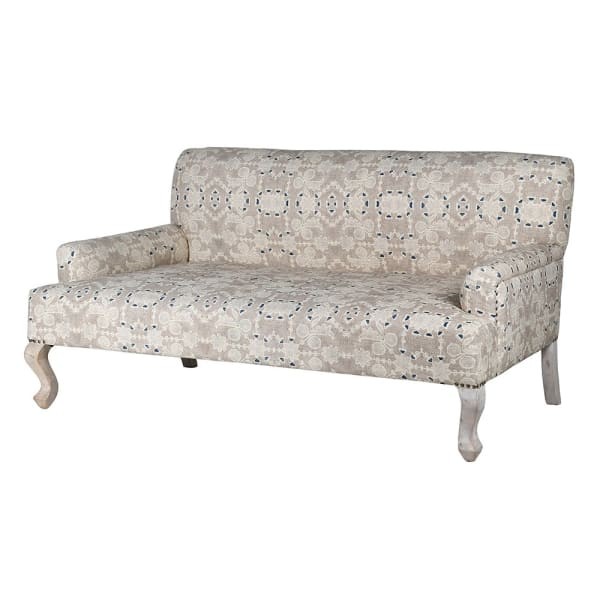 Wzorzysta sofa dwuosobowa Light Cotton 153 cm kremowa kanapa mała