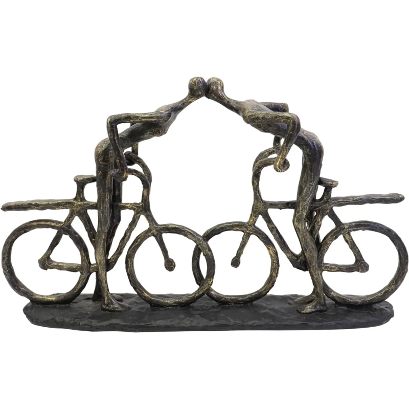 Brązowa rzeźba dwóch rowerzystów o szerokości 48 cm