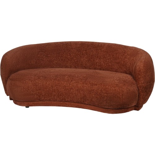 Zaokrąglona mała sofa Ennismore Burnt 180 cm tkanina Chenille pomarańczowa kanapa 