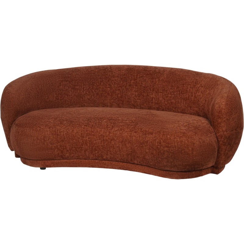 Zaokrąglona mała sofa Ennismore Burnt 180 cm tkanina Chenille pomarańczowa kanapa