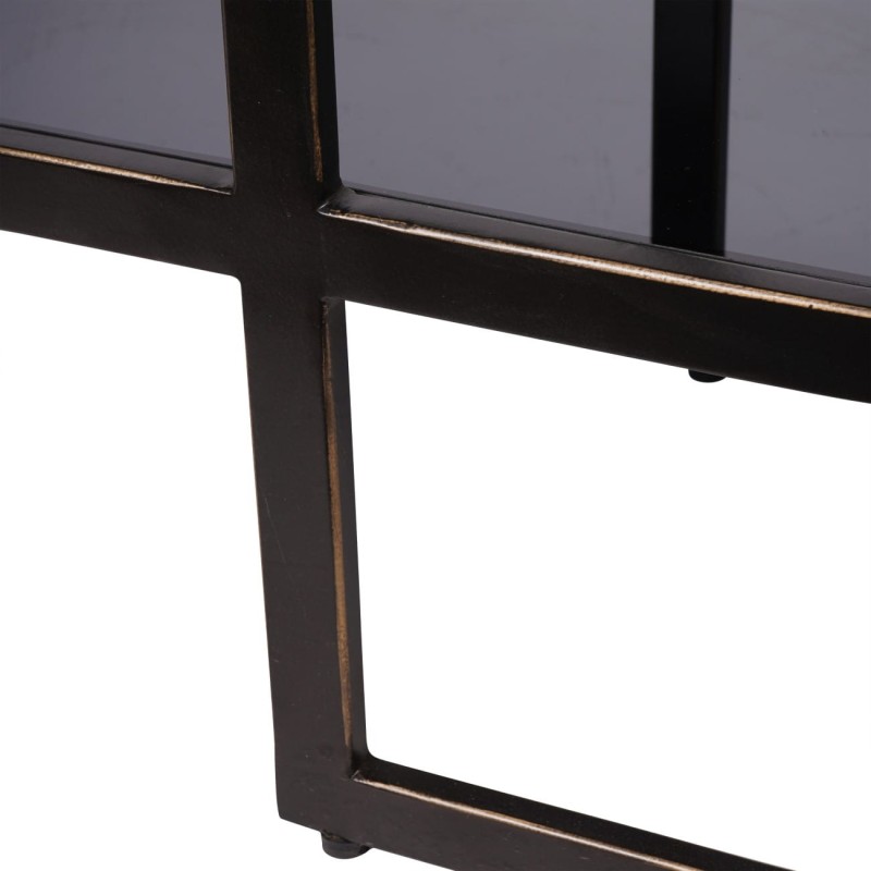 Czarna konsola Primrose Black 140 cm brązowa podstawa i marmurowy blat