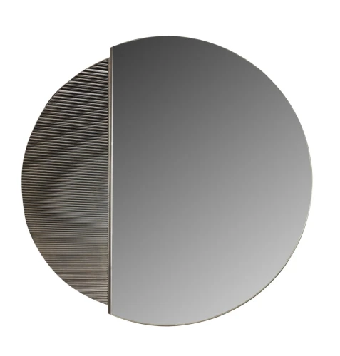 Okrągłe lustro dekoracyjne Primrose 90 cm z ryflowanym metalowym panelem