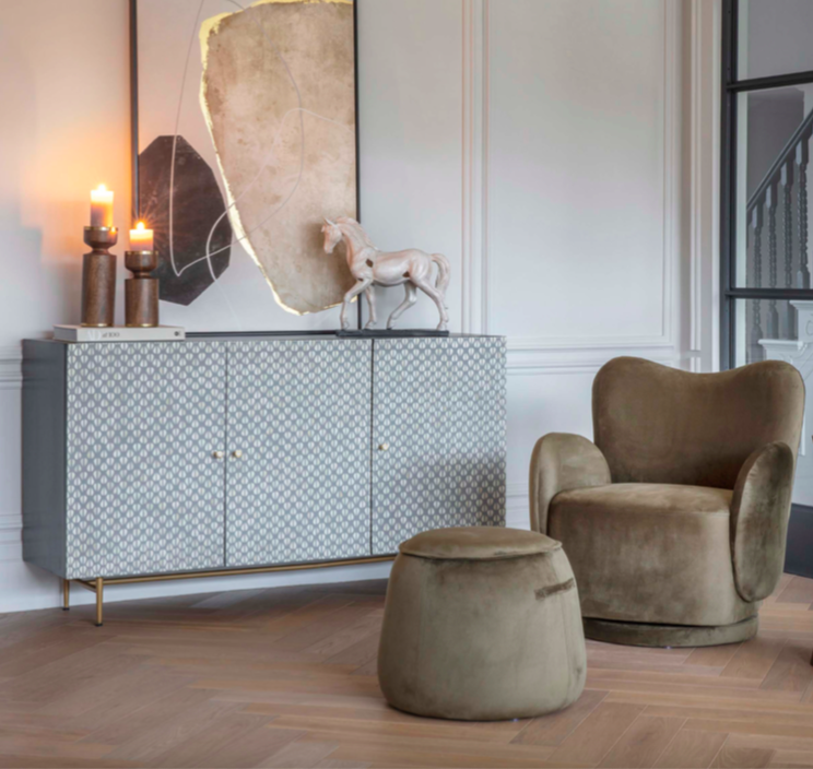 Fotel obrotowy velvet Ennismore Green 80 cm fotel wypoczynkowy zielony