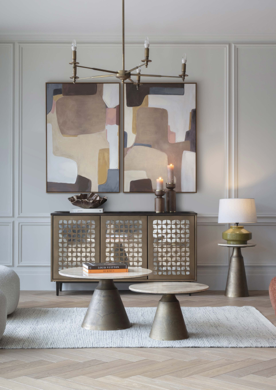 Stolik boczny pomocniczy Camden Marble 52 cm okrągły stolik z marmurowym blatem