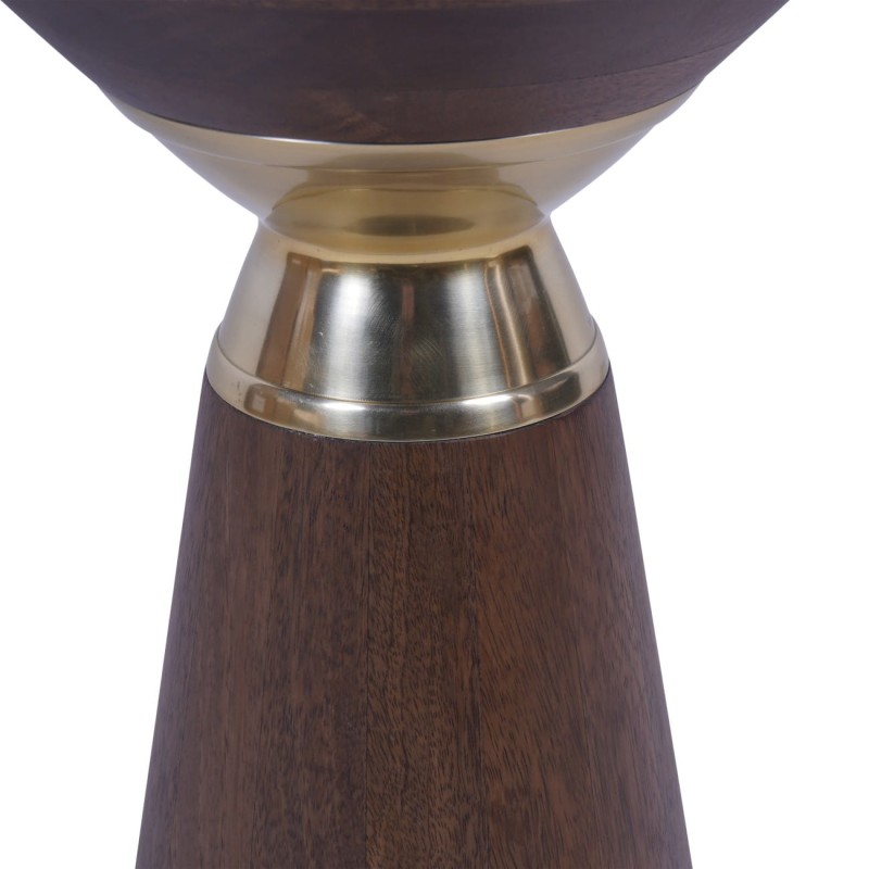 Stolik pomocniczy Amalfi 50 cm drewno mango złote detale