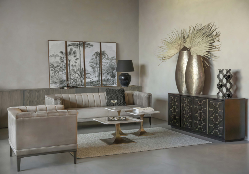 Stolik marmurowy boczny Altea Marble 55 cm kwadratowy marmurowy blat aluminiowa podstawa