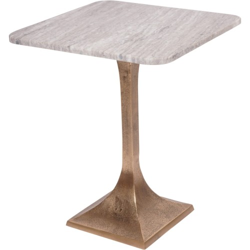 Stolik pomocniczy Altea Marble 44 cm – marmurowy blat i podstawa w kolorze antycznego mosiądzu