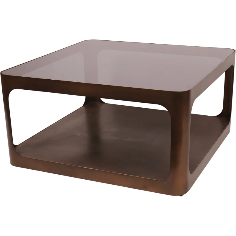 Stolik kawowy Kensington Gold 90 cm ze szklanym blatem