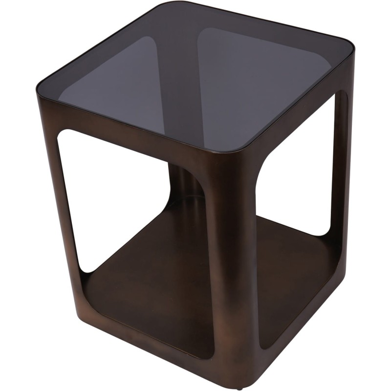 Stolik pomocniczy Kensington Gold 56 cm szklany blat złota metalowa rama