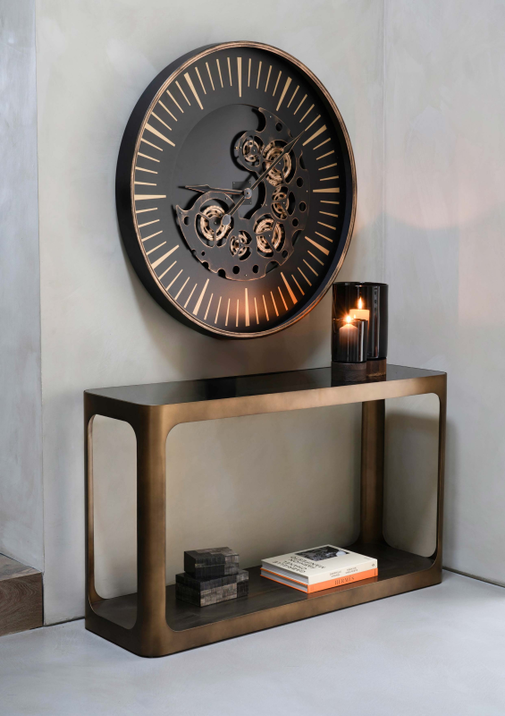 Konsola Kensington Gold 130 cm szklany blat złota metalowa rama