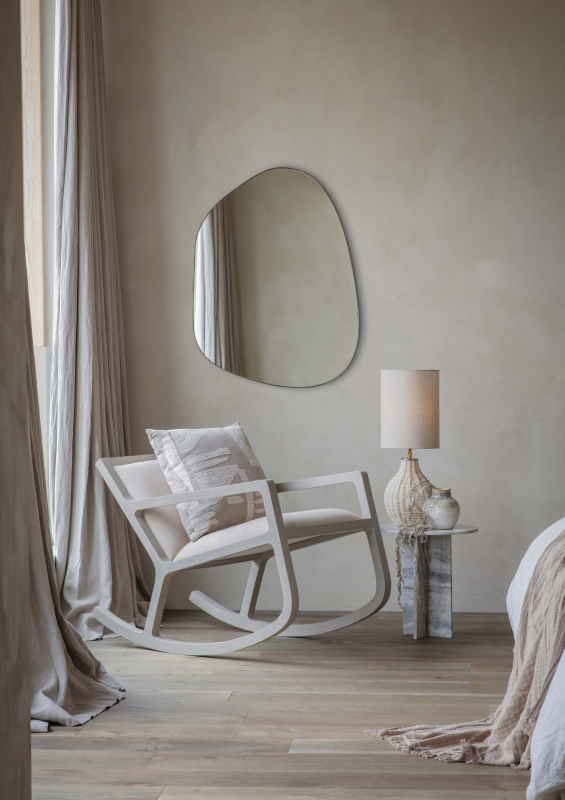 Fotel na biegunach bawełna jasny kolor drewniana rama