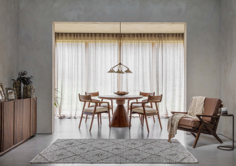 Okrągły stół do jadalni Montpelier 116,5 cm drewniany stół na jednej nodze drewno mango