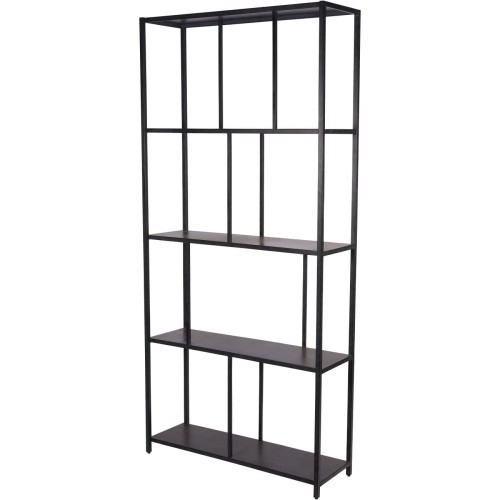 Czarny regał metalowy Bromley 195,5 cm – żelazny regał z otwartymi półkami