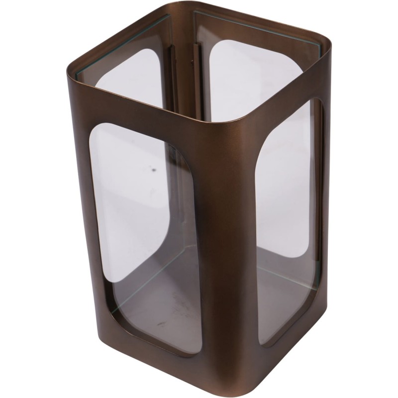 Metalowy lampion Kensington Gold S 28 cm szklane panele