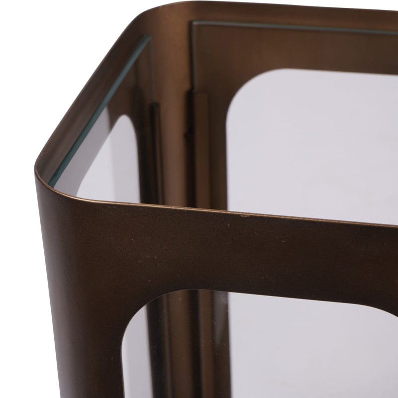 Metalowy lampion Kensington Gold S 28 cm szklane panele