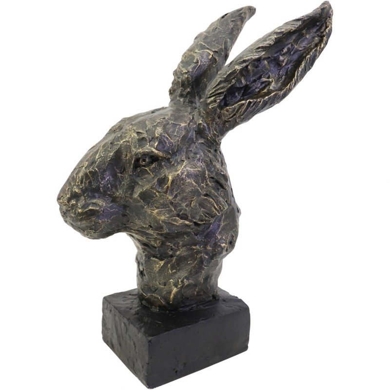 Rzeźba Rabbit 40 cm rzeźba królik zając brąz na czarnej podstawie