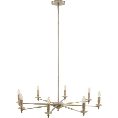 Żyrandol świecznikowy Kingstone mosiężny 8 ramion - złoty żyrandol 102 cm średnicy  