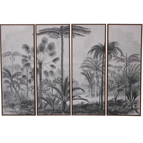 Nowoczesny obraz do salonu cztery panele Palms 120 cm biel i czerń