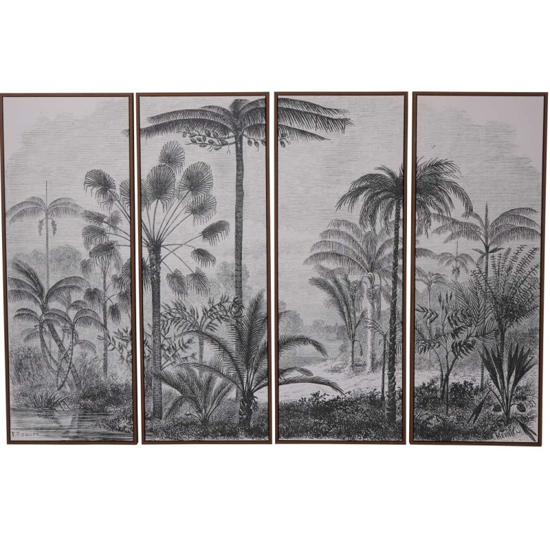 Nowoczesny obraz do salonu cztery panele Palms 120 cm biel i czerń