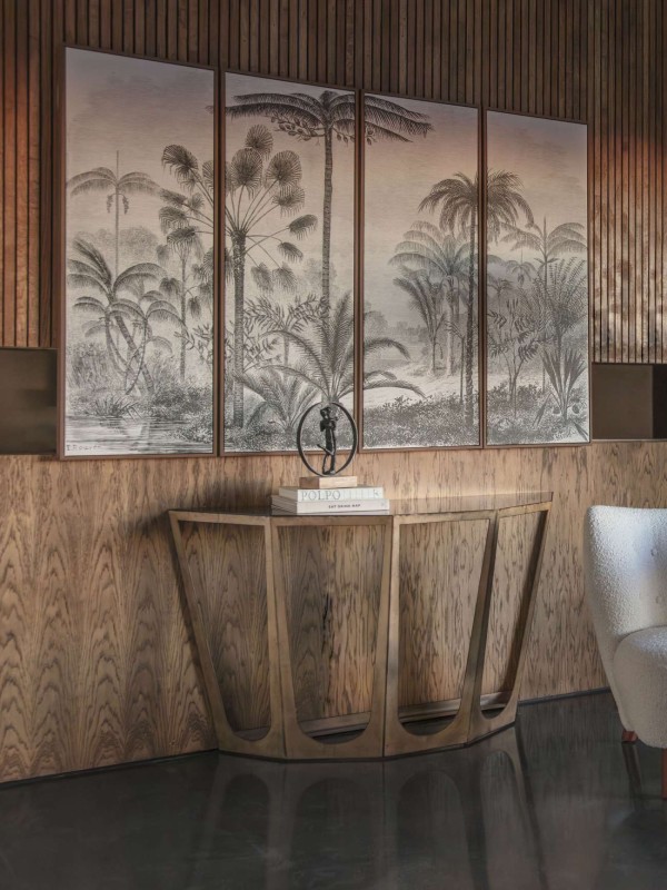 Nowoczesny obraz do salonu cztery panele Palms 120 cm biel i czerń