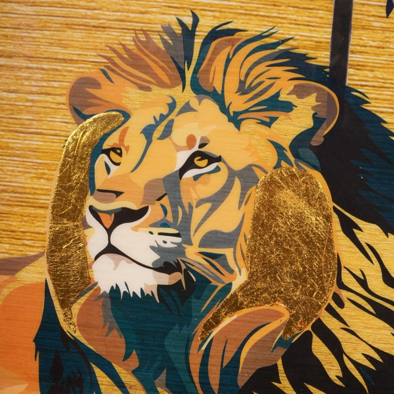 Dysk na ścianę Jungle 76 cm złota dekoracja na ścianę za szkłem