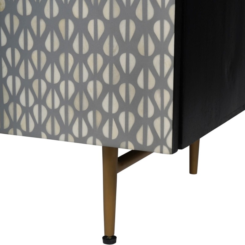 Ekskluzywna Komoda Bufet Chester 150 cm trzydrzwiowa szara komoda do salonu