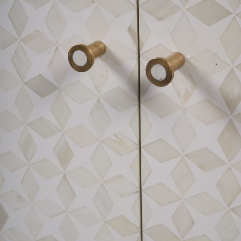 Biała komoda dwudrzwiowa Luxury Aspen 100 cm złota podstawa