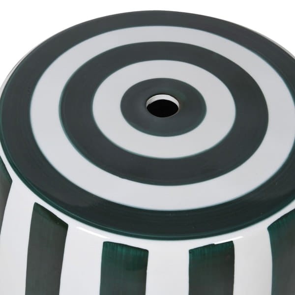 Stołek ceramiczny Bremner Green siedzisko zieleń biel paski