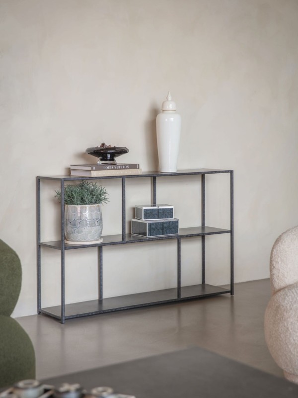 Metalowa konsola Bromley 122 cm czarna żelazna konsola do salonu