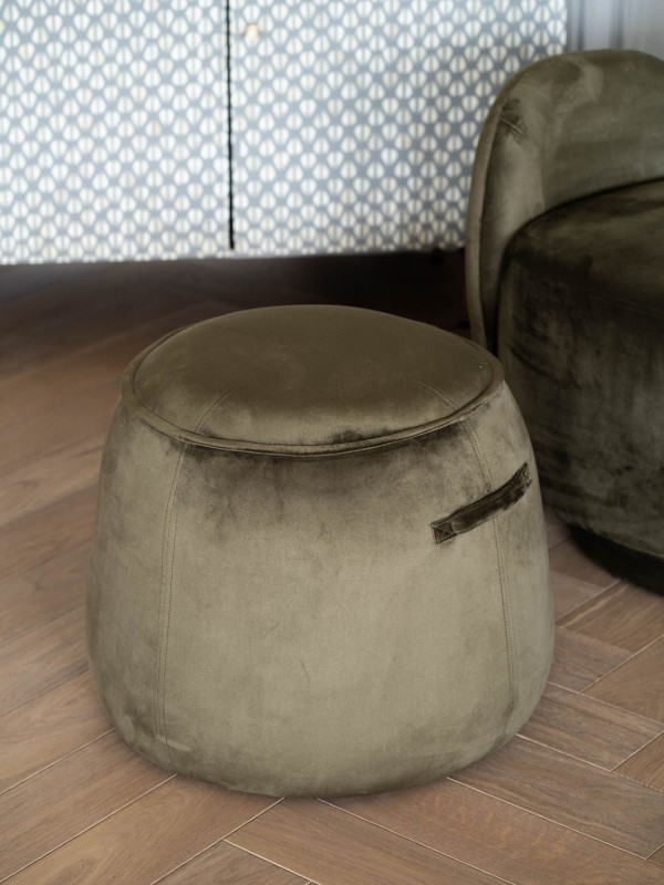 Stołek puf velvet Ennismore Green 50 cm zielony puf tapicerowany