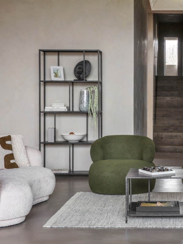 Czarny regał metalowy Bromley 195,5 cm czarny żelazny regał do salonu