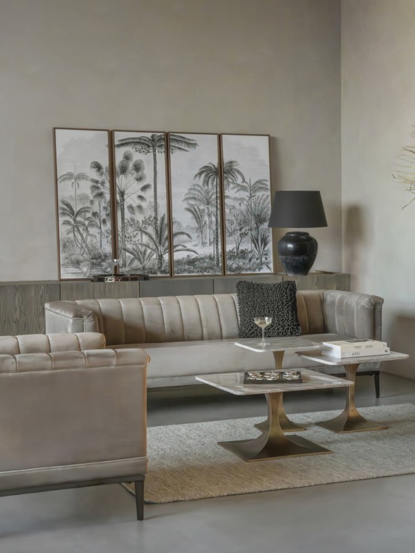 Stolik Altea Marble z aluminiową podstawą w kolorze antycznego mosiądzu
