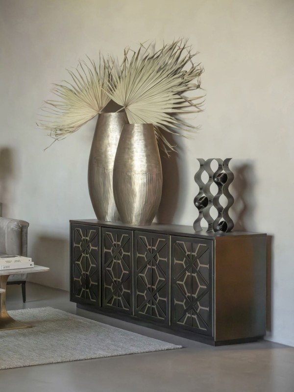 Duży wazon Lyall 100 cm antyczny mosiądz - złoty wazon do salonu