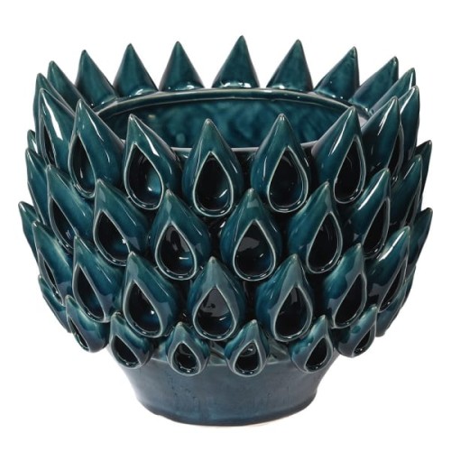 Wazon ceramiczny Organic 24 cm niebieski wazon zdobiony dekoracja do salonu i jadalni 