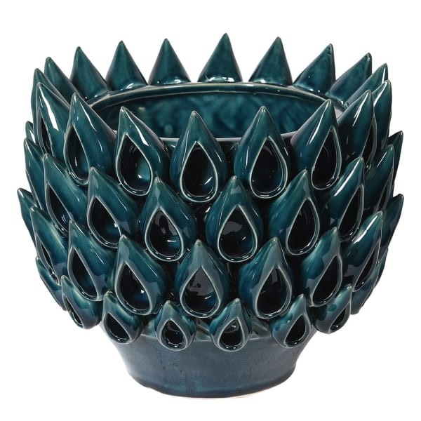 Wazon ceramiczny Organic 24 cm niebieski wazon zdobiony dekoracja do salonu i jadalni