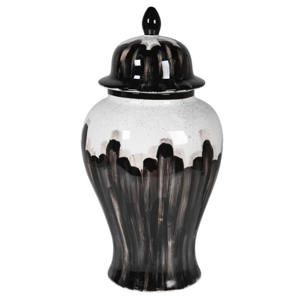 Waza w stylu Hampton Brush 57 cm czerń i biel ceramiczna waza
