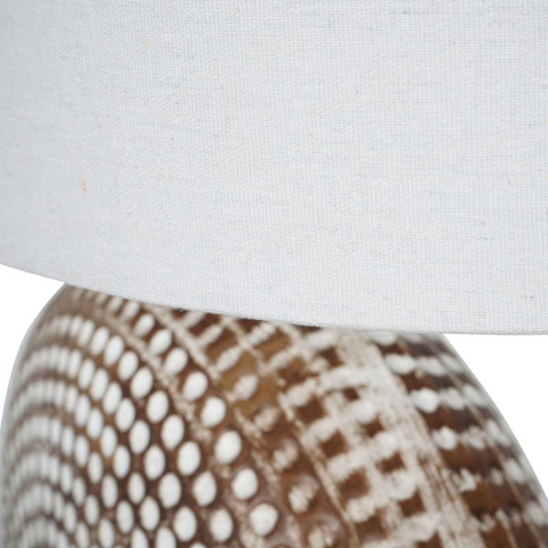 Ceramiczna lampa stołowa z naturalnym lnianym abażurem