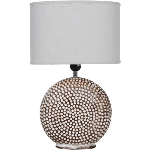Lampa stołowa Flat Brown S 48 cm ceramiczna podstawa biały abażur 