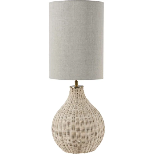 Lampa stołowa Boho Rattan 70 cm podstawa rattan i szary abażur 