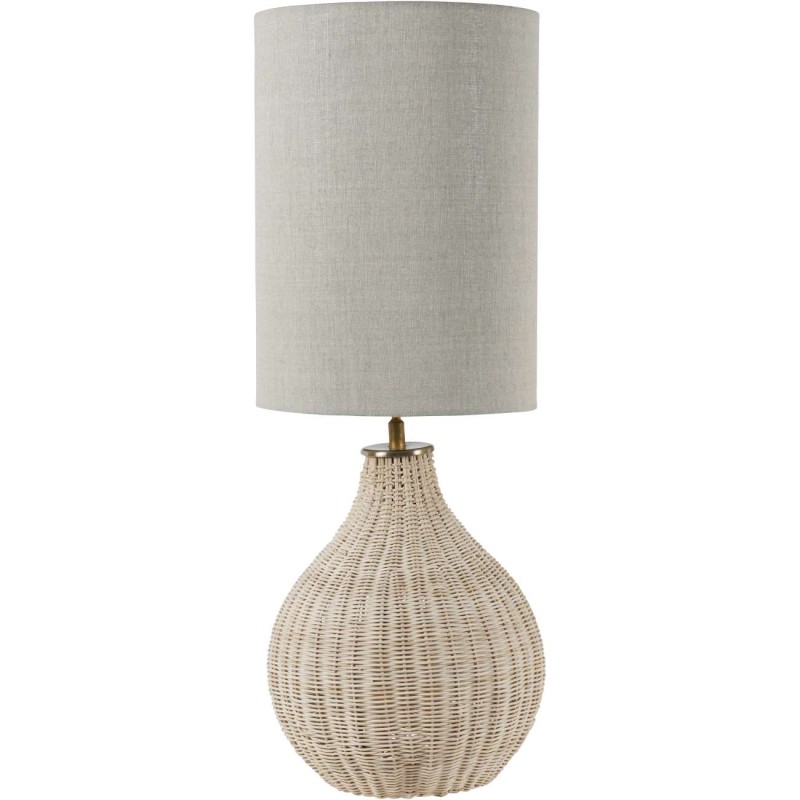 Lampa stołowa Boho Rattan 70 cm z szarym abażurem