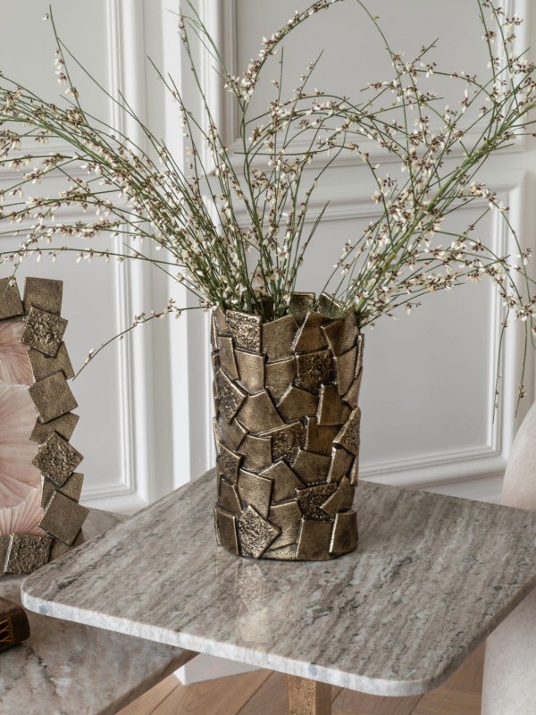 Złoty wazon Belmore S 25 cm antyczne złoto aluminium